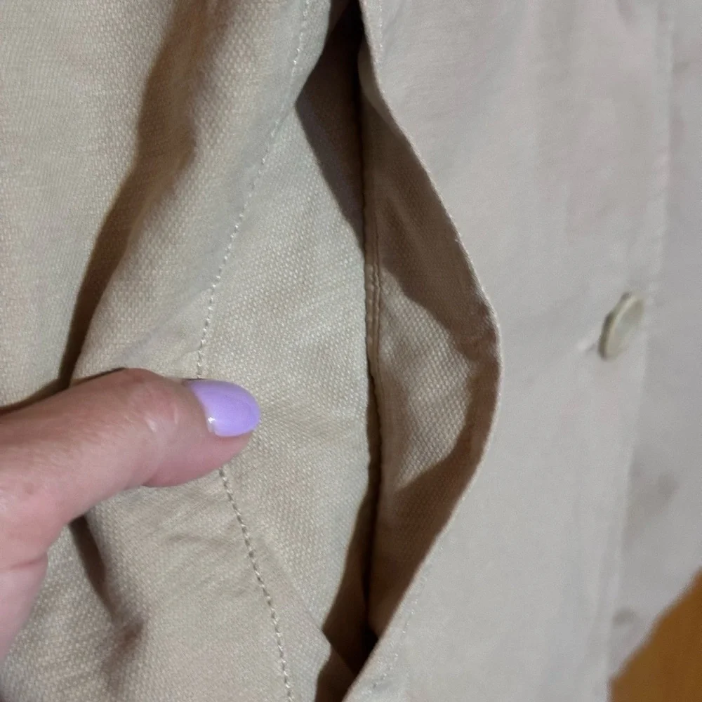 Eileen Fisher sz med‎ beige canvas button  basic jacket ladies organic cotton